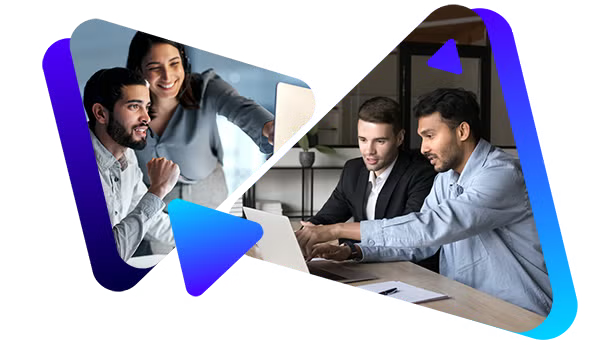 Three men in business attire working on laptops in a meeting room