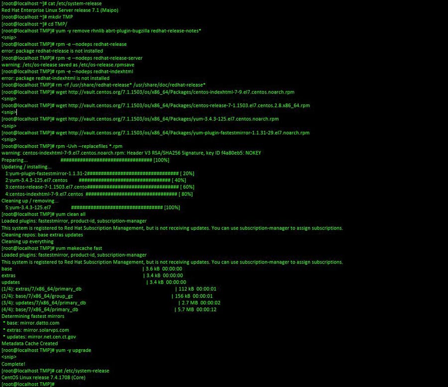 How to migrate from RHEL 7.4 to CentOS 7.4: Perform the install How to migrate from RHEL 7.4 to CentOS 7.4: Perform the install