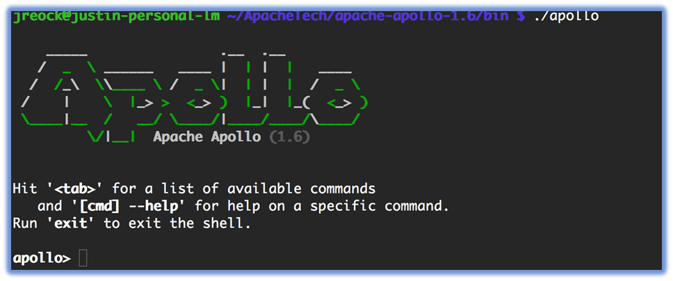 screenshot of activemq apollo application startup