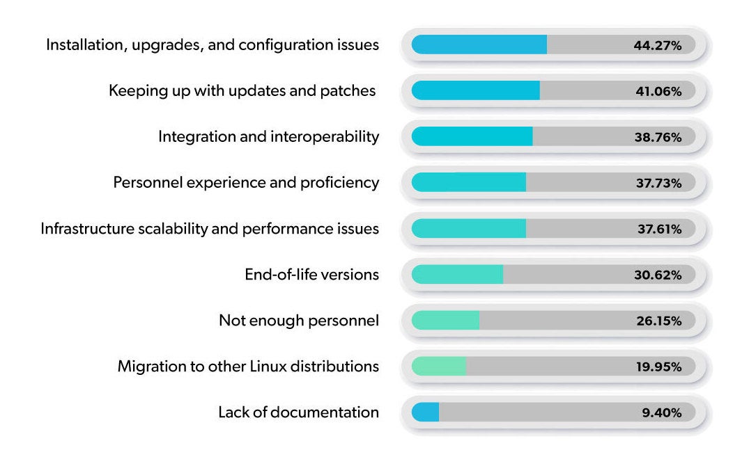 chart showing support challenges using Linux distributions