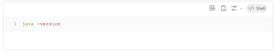 screenshot of command to search Java version