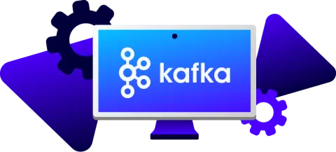 Apache Kafka on desktop computer with gears.